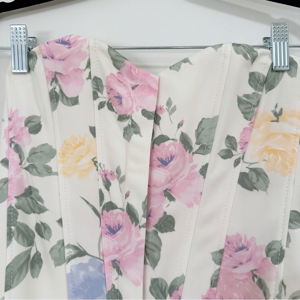 Zara Floral Pastel Corset Top Size Small - Picture 5 of 9